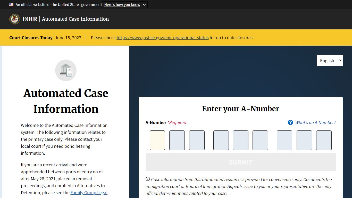 Automated Case Information - United States Department of Justice