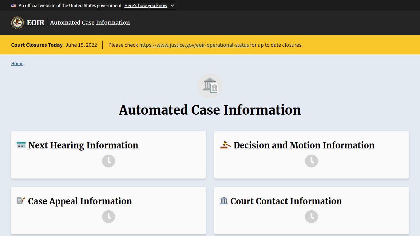 Automated Case Information - United States Department of Justice