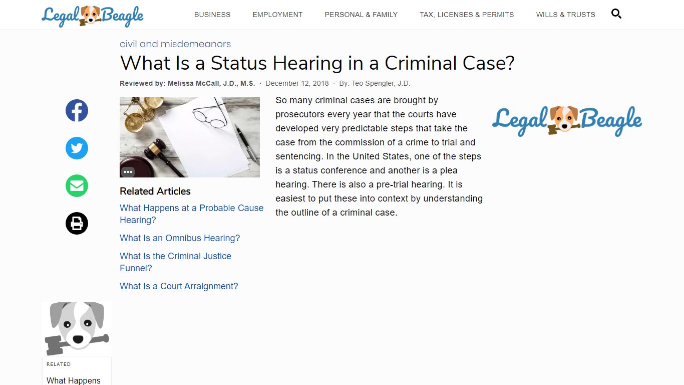 What Is a Status Hearing in a Criminal Case? | Legal Beagle